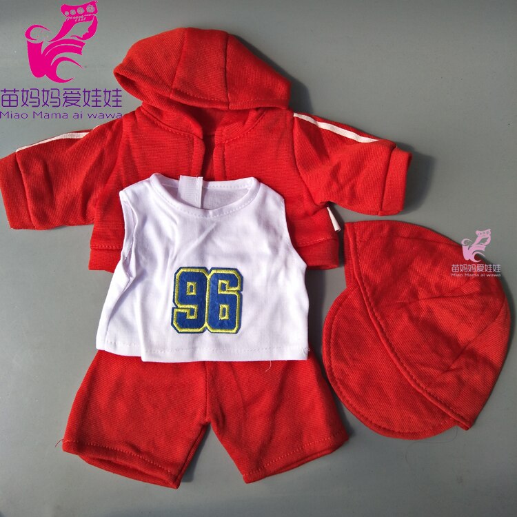 4 En 1 Conjunto de ropa deportiva + camisa + Pantalones + gorra de béisbol set para bebé recién nacido de 43cm muñeca niña para 18 pulgadas conjunto de ropa de muñeca: 4