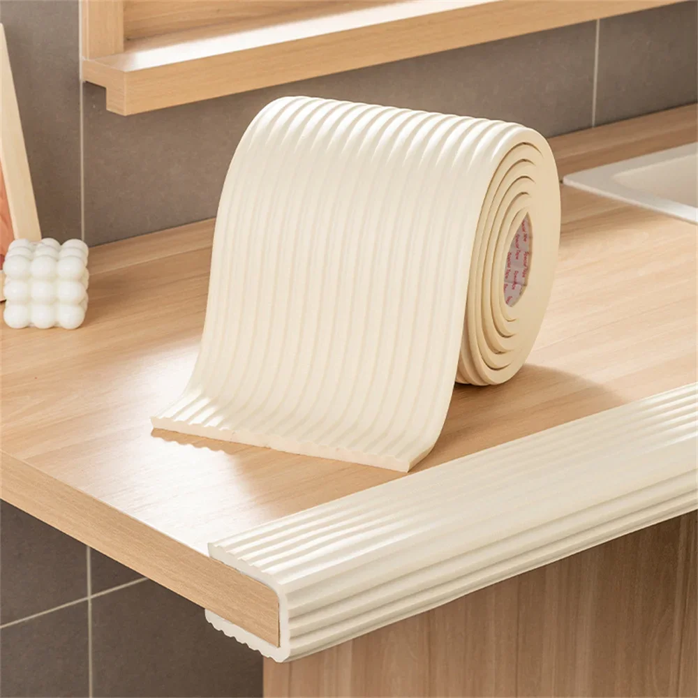 Anti-bumb Protection Strips Soft Bag Foam Anti-collision Wall Sticker Furniture Protection Desk Corner Protector Adhesive 2m: Beige