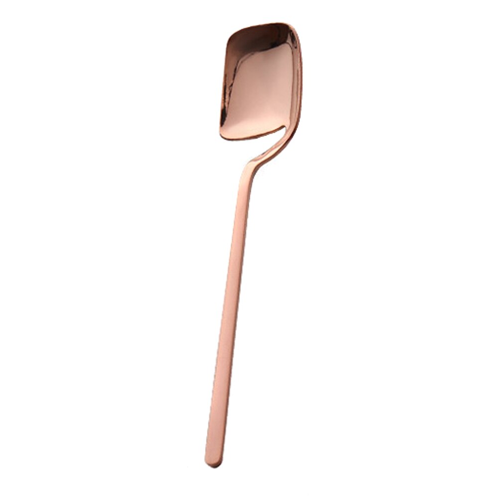 4 Pcs Stainless Steel Coffee Spoon Dessert Fork Long Handle Hanging Wall for Dessert Pizza Cake Steak P7Ding: Rose Gold Spoon