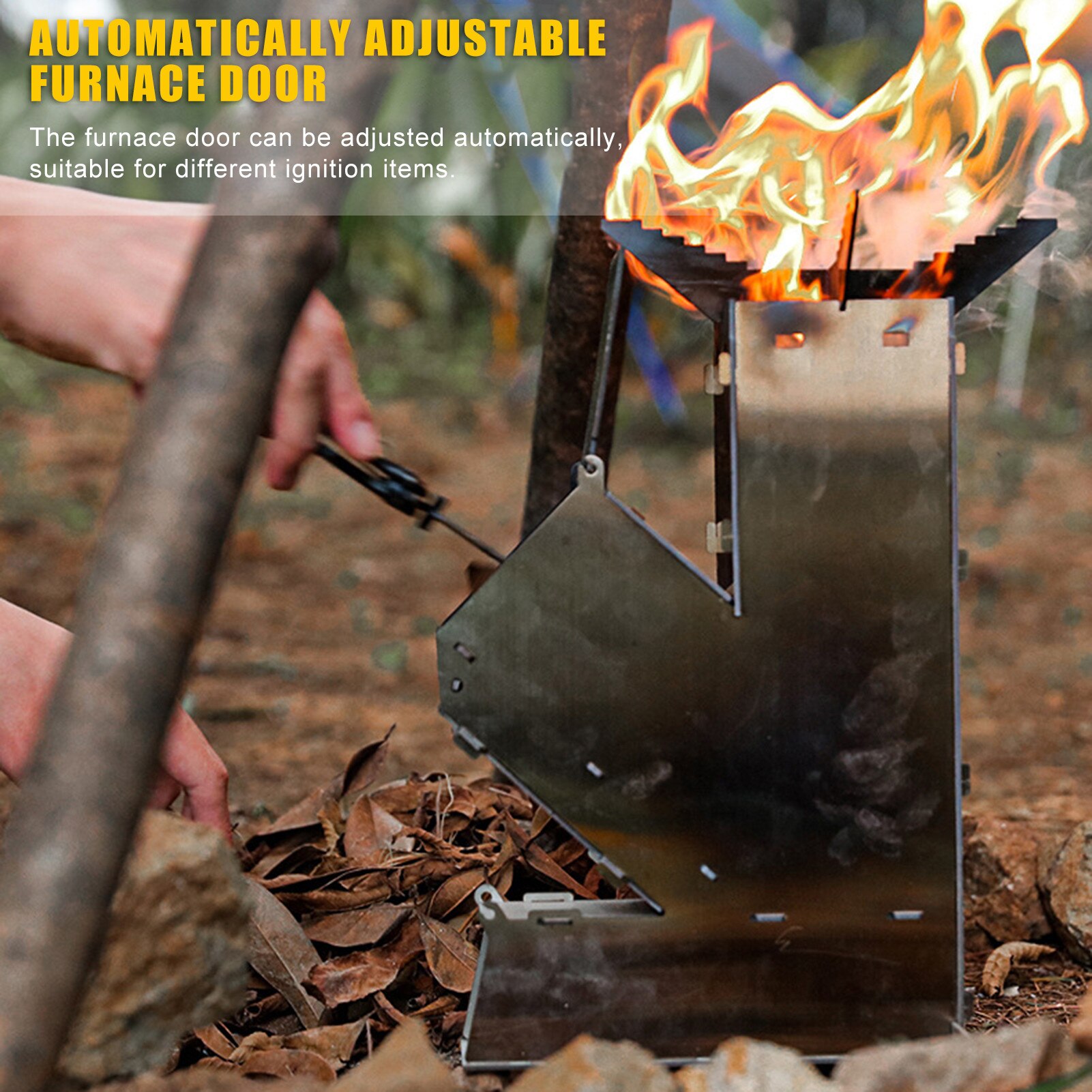 Camping brændeovne folde lomme komfur let transportabel rustfrit stål raket komfur rygsæk madlavning picnic