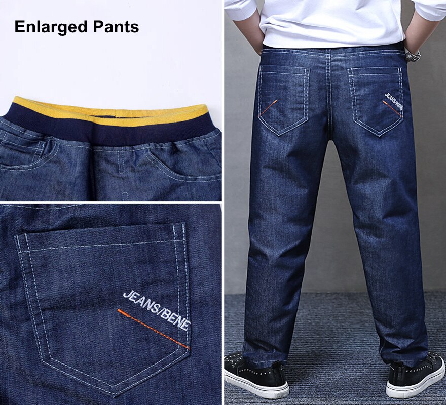 Store drenge jeans bukser forår teenager drenge bukser str. 14 ensfarvet blå denimbukser teenagetøj børnetøj
