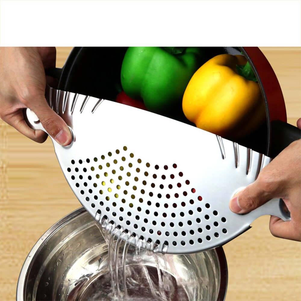 Rvs Pan Pot Zeef Spaghetti Praktische Aftappen Tool Pot Zeef Pan Afdruiprek Verzonken Handgrepen Keuken Gereedschap