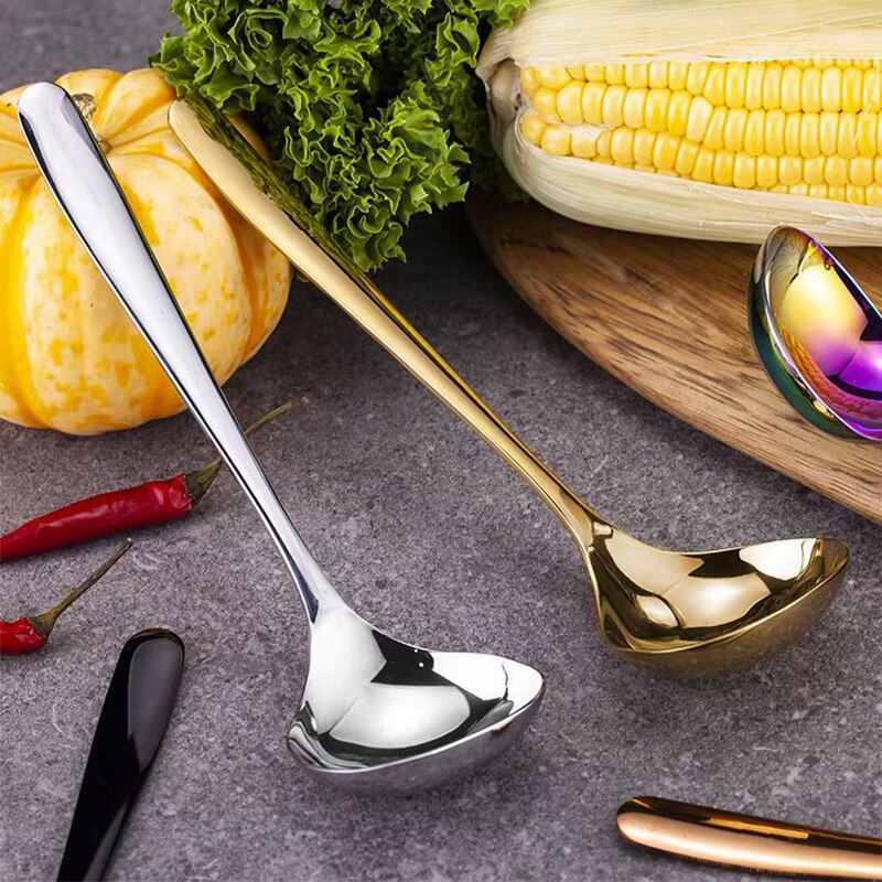 304 Stainless Steel Spoon Soup Ladle Scoop Family Soup Spoon Serving Colander spoons Cooking Spoon Kitchen Accessories Utensil