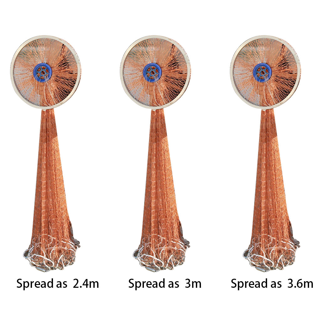 Saltwater Fishing Cast Net with Sinker Weights Heavy Duty 8ft/10ft/12ft Throw Net Mesh American Style for Easy Casting