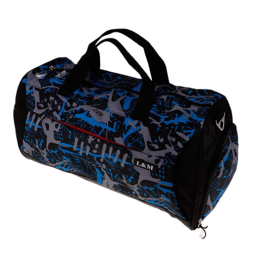 Waterproof Large Gym Bag Travel Shoe Compartment Workout Duffle Hand Bag for beach Swimming Pool Gym Multi-function Sport Bag: Camouflage Blue