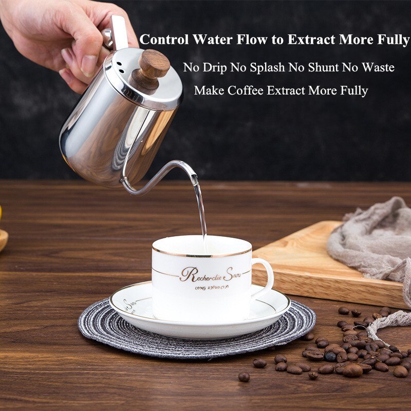 350ml/600ml Coffee Tea Pot 304 Stainless Steel Long Narrow Gooseneck Spout Kettle Hand Drip Kettle Pour Over Coffee pot With lid