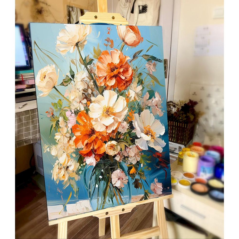 PhotoCustom Gemälde nach Zahlen, Blumenlandschaft, handgemalte Gemälde, , DIY Bilder nach Zahlen, Bausätze, Zeichnung auf Leinwand, Dekor