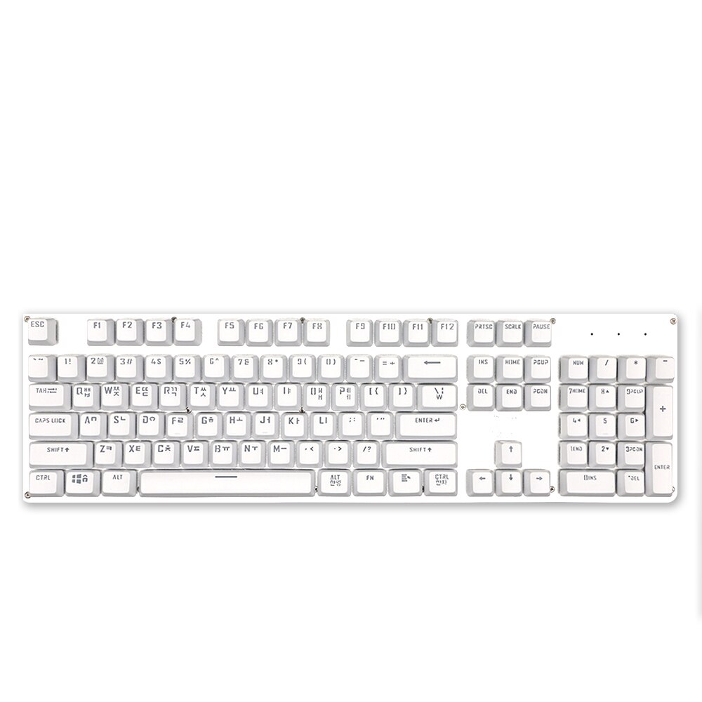 104pcs Russian/Spanish/French/Korean Keycaps OEM Profile Backlit Transparent Keycaps For Gaming Mechanical Keyboard ISO Layout: White-Korean