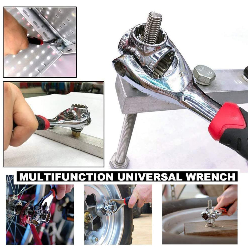 Llave Universal 48 en 1 para reparación de automóviles, herramientas de enchufe con pernos estriados Torx de 6 a 12 puntos, llave inglesa de 360 grados para el hogar