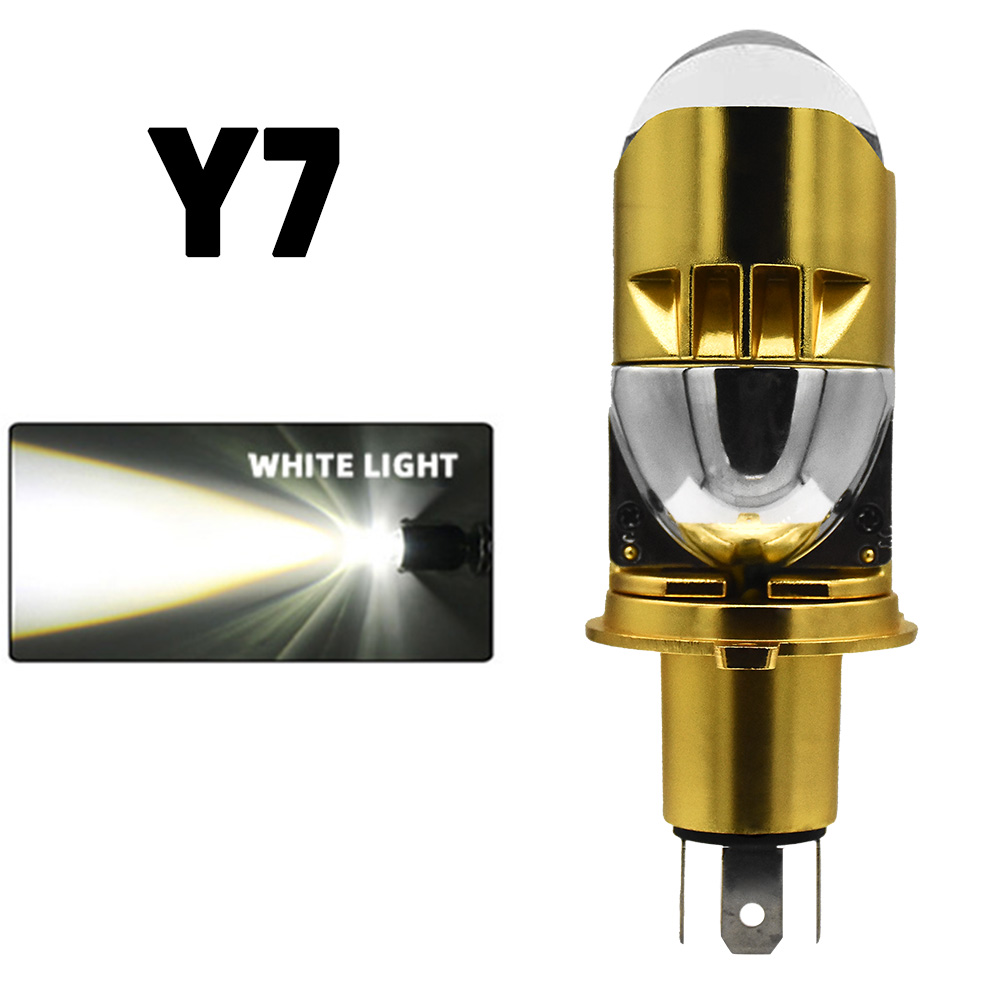 H4 LED LENS Moto Auto Headlight AC/DC 8-80V Moto Moto Autobike Canbus proiettore lampadina Hi/Lo Beam Lamp High Power: Champagne