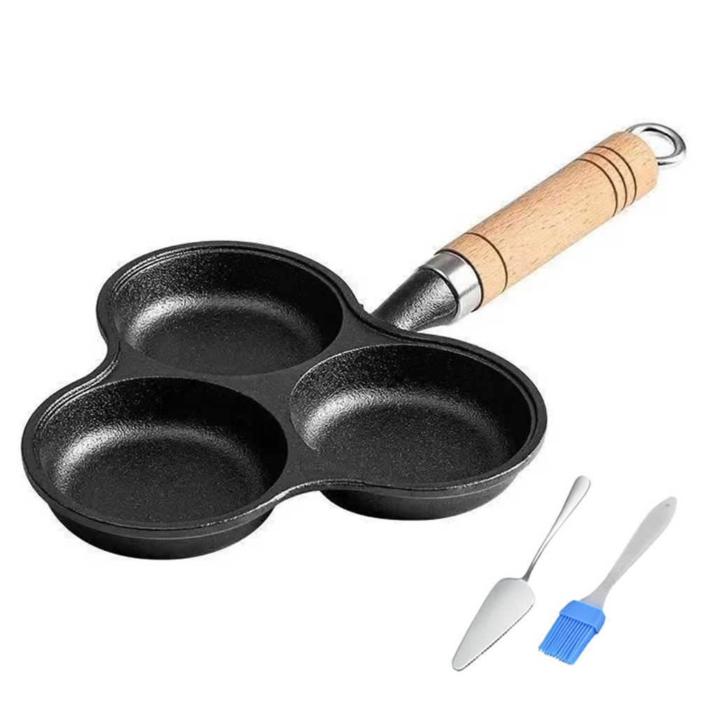 3-Cup Gietijzeren Ei Koekenpan Non Stick Eierkoker Omelet Pan Gebakken Ei Pan Voor Ontbijt Gebakken Ei pannenkoeken Steaks Hamburger