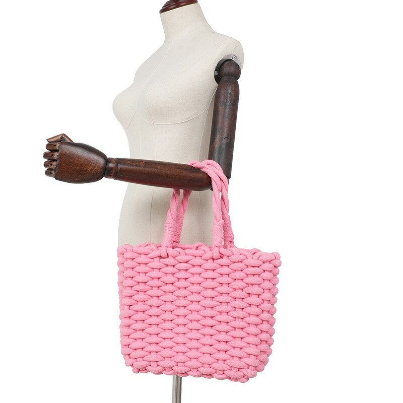 Zomer Dames Tas Dames Messenger Bag Roze Wilde Geweven Schoudertas Handtas