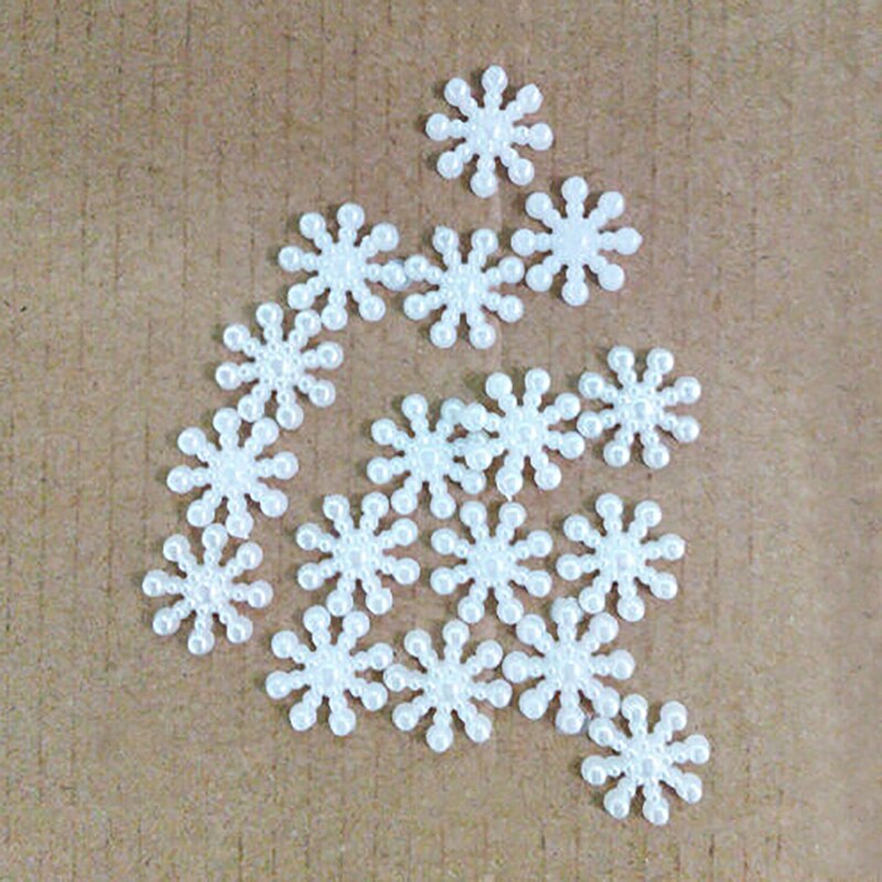 100Pcs Snowflake Kunstmatige Plaksteen Parel Kerst Card Making Diy Craft