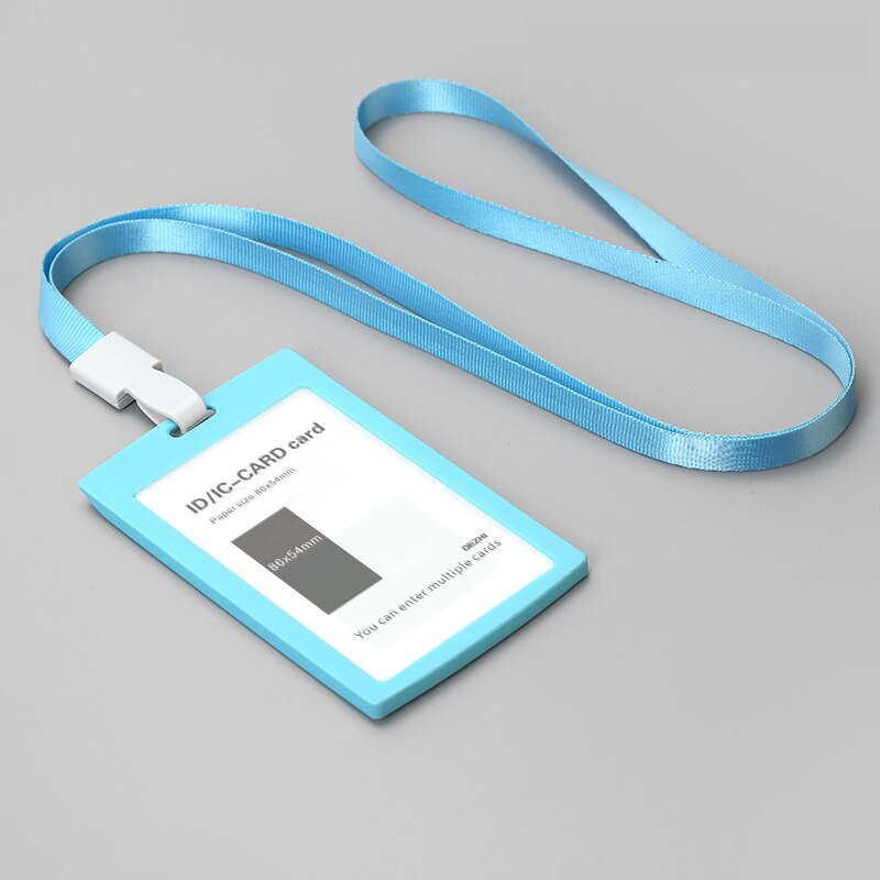 86x54mm ID Karte Halter Horizontale/Vertikale mit Original Lanyard, für Studenten/Business/Mitarbeiter, Preis: V Light Blue Set