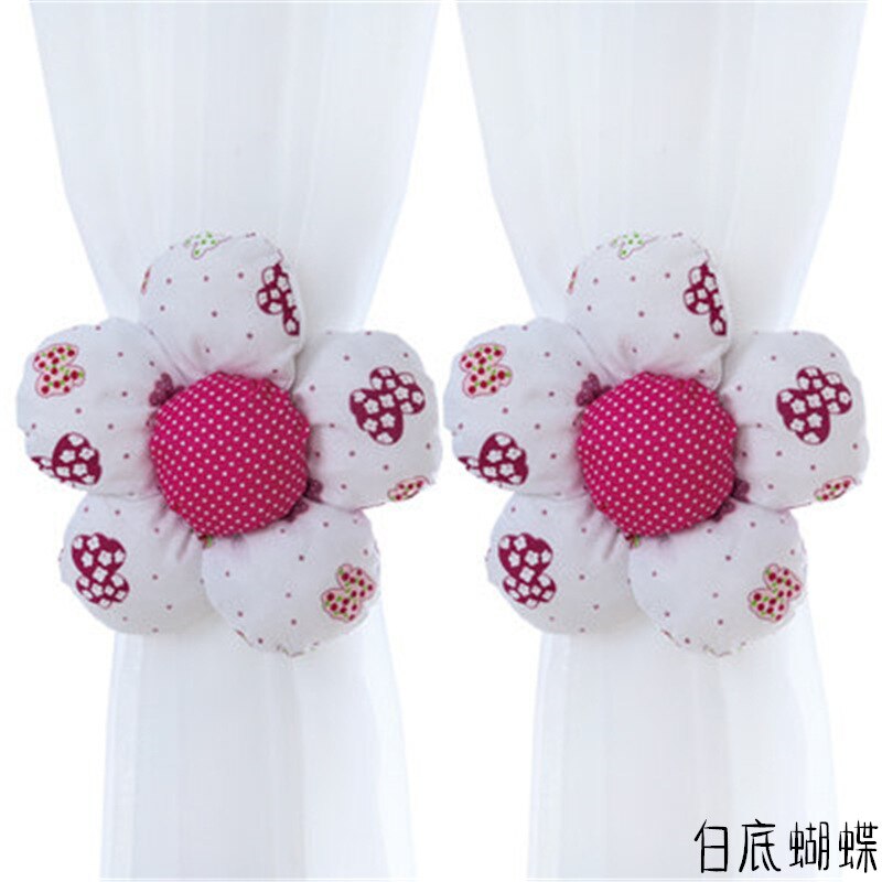 Moderni violetti perinteinen kiinalainen auringonkukka punainen kukka verhopidike verhotarvikkeet koriste verho solmiot cp -hm371*3: Valkoinen