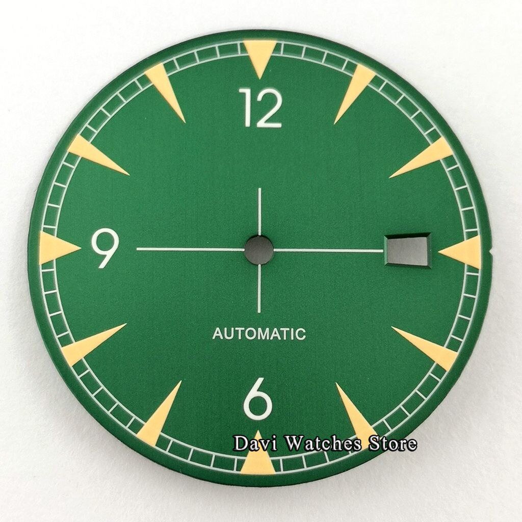 33.2Mm Bliger/Steriele Wijzerplaat Onderdelen Groen Lichtgevende Fit NH35 NH35A Automatische Beweging: A2-no logo