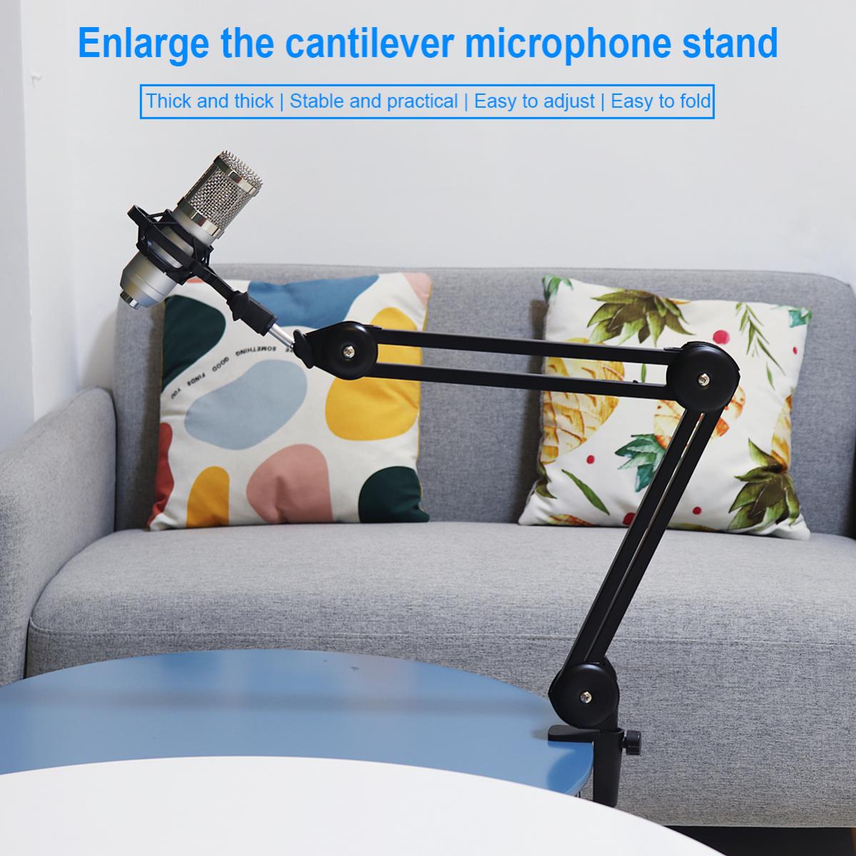 Microphone Boom Arm Stand Heavy Duty Cantilever Bracket Tripod Adjustable Suspension Scissor Spring Built-in Mic Stand for Live