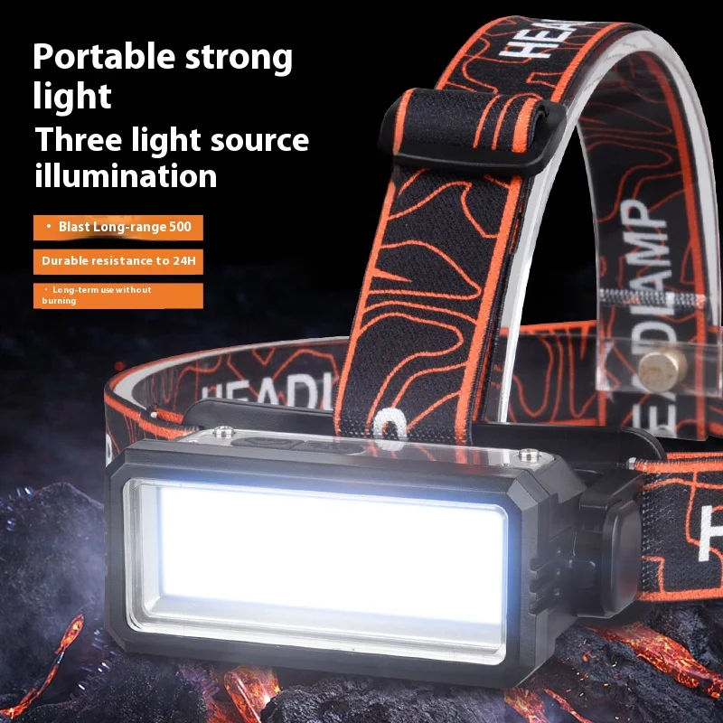 COB LED-werkkoplamp Hoge krachtige sensorkoplamp Type-C oplaadbare zaklamp Waterdichte campingvissen zoeklantaarn