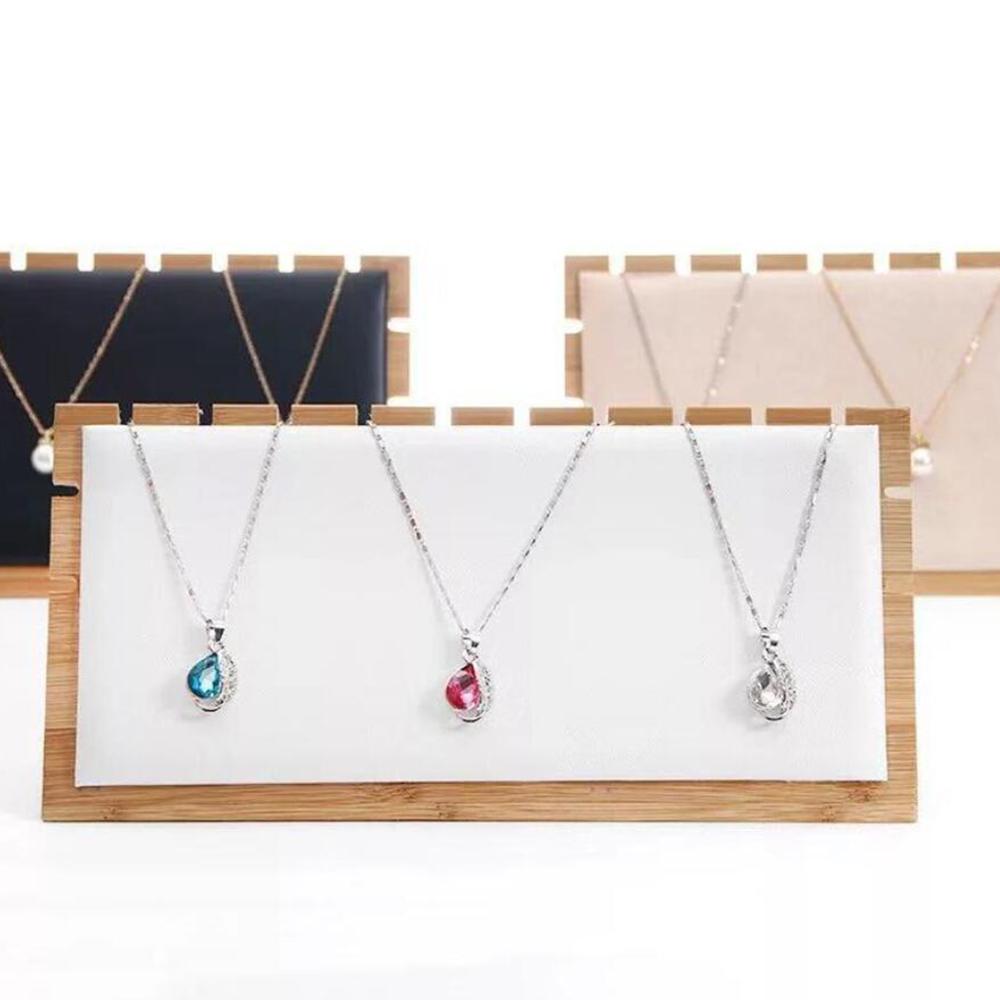 Feste Bambus Holz Schmuck Anzeige Ständer Halskette Schaufenster Halfter Anhänger, Lange Kette Gabe Organizer (Halskette Gremium)