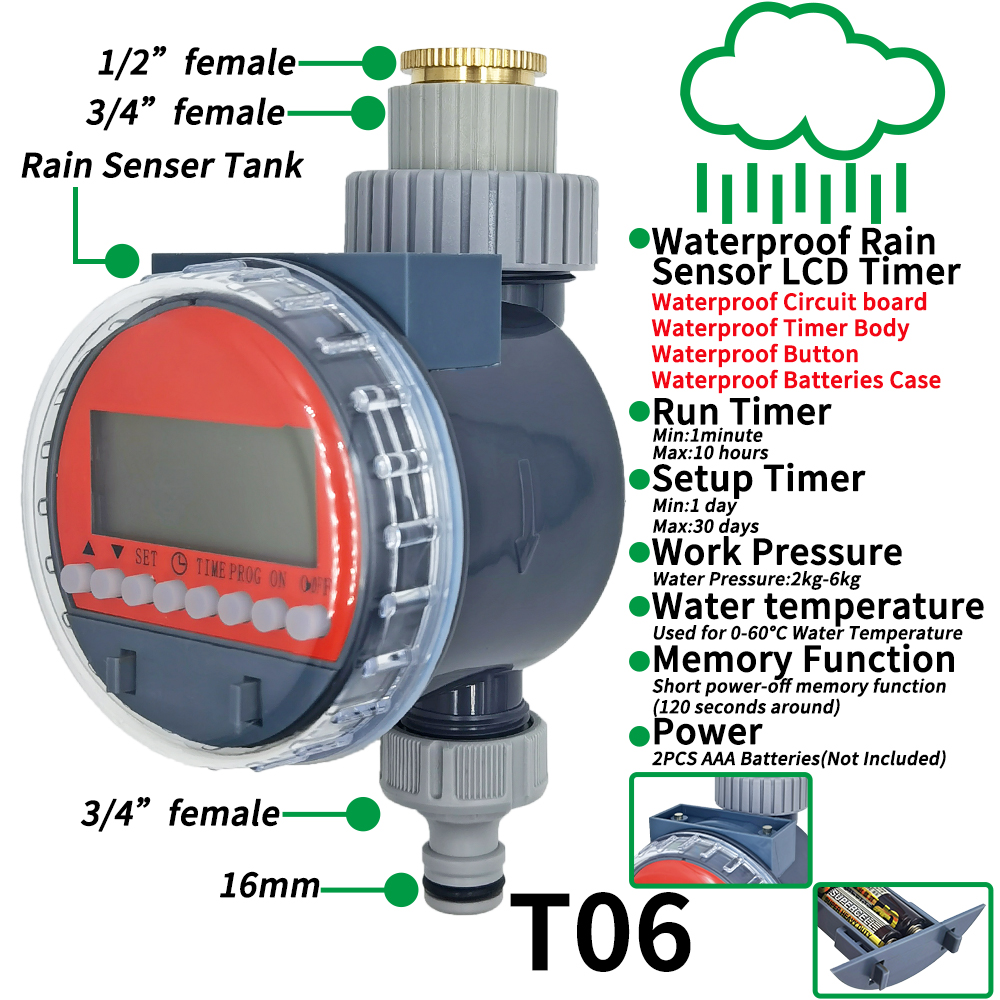 Oasis Garden Automatic Watering System Timer Rain Sensor Solar LCD Electronic Drip Irrigation Controller Greenhouse Irrigator