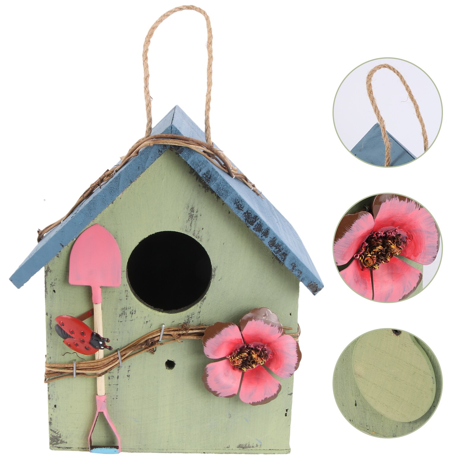 1Pc Wood Bird Nest Outdoor Wood Hanging Bird House Garden Hanging Bird Nest:  Assorted Color One