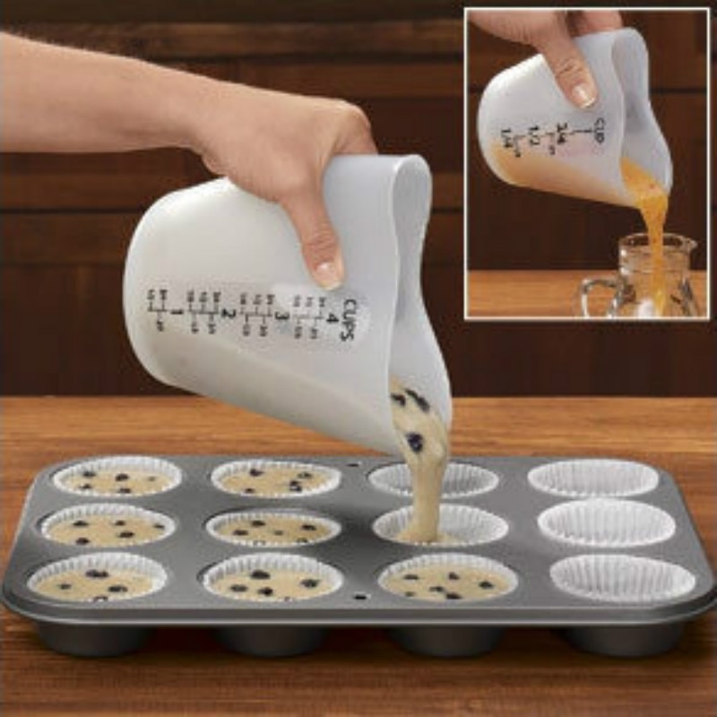 500 ML Squeeze en Giet Siliconen Maatbekers Hartvorm Dikker Zachte Ovenvaste Flexibele Pinch Giet Cup Bakken Tools voor Cake