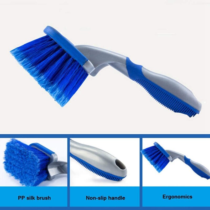 3PCS Car Wheel/Tire Brush Car Wash Brush with Handle Special Cleaning Supplies Tool Steel Ring Rims Wheel Brush