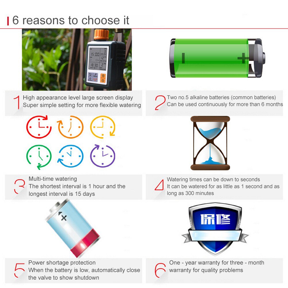 Irrigator Timer Automatic Smart LCD Display Electronic Garden Water Timer Watering Irrigation System Controller Garden Tools