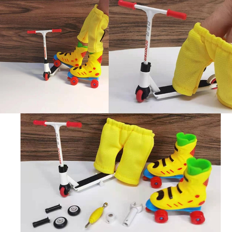 Mini Finger Scooter Toy Finger Toy Roller Skatess Realistic DIY Scooter Set for Toddlers Swing Board for Finger Training