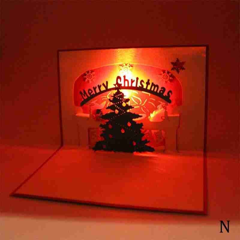 Anniversaire musique lumière carte de voeux noël et voeux 3D carte stéréo année F0W3: N