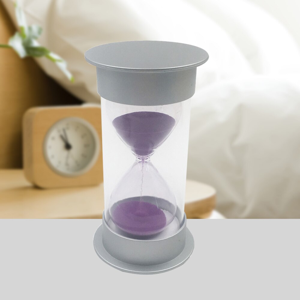 Simple Cylinder Sand Hourglass 30 Minutes Sand Timer Sandglass Hourglass (Silver and Blue)
