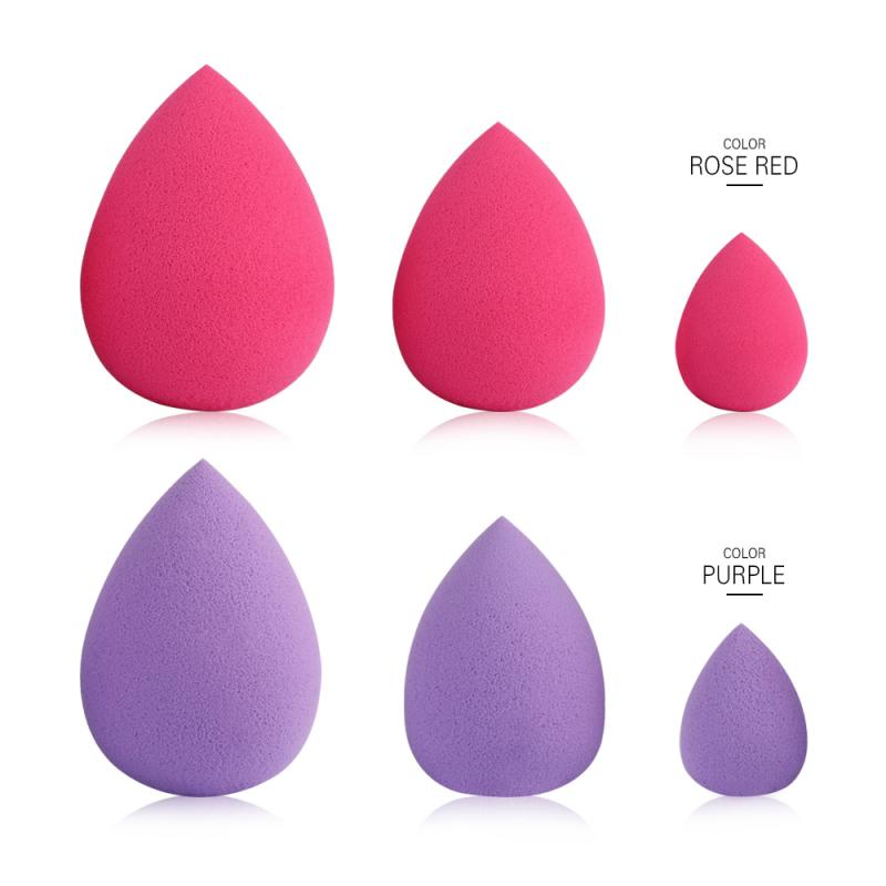 Esponja de maquillaje Pro Foundation de 3 piezas, esponja para mezclar sombra de ojos con forma de gota de agua, herramienta para maquillaje con aumento de agua