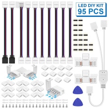 95Pcs 5050 4 Pins Rgb Led Tape Connector Plug Power Splitter Kabel 4pin Naald Vrouwelijke Connector Draad Voor Rgb led Strip Licht: Default Title