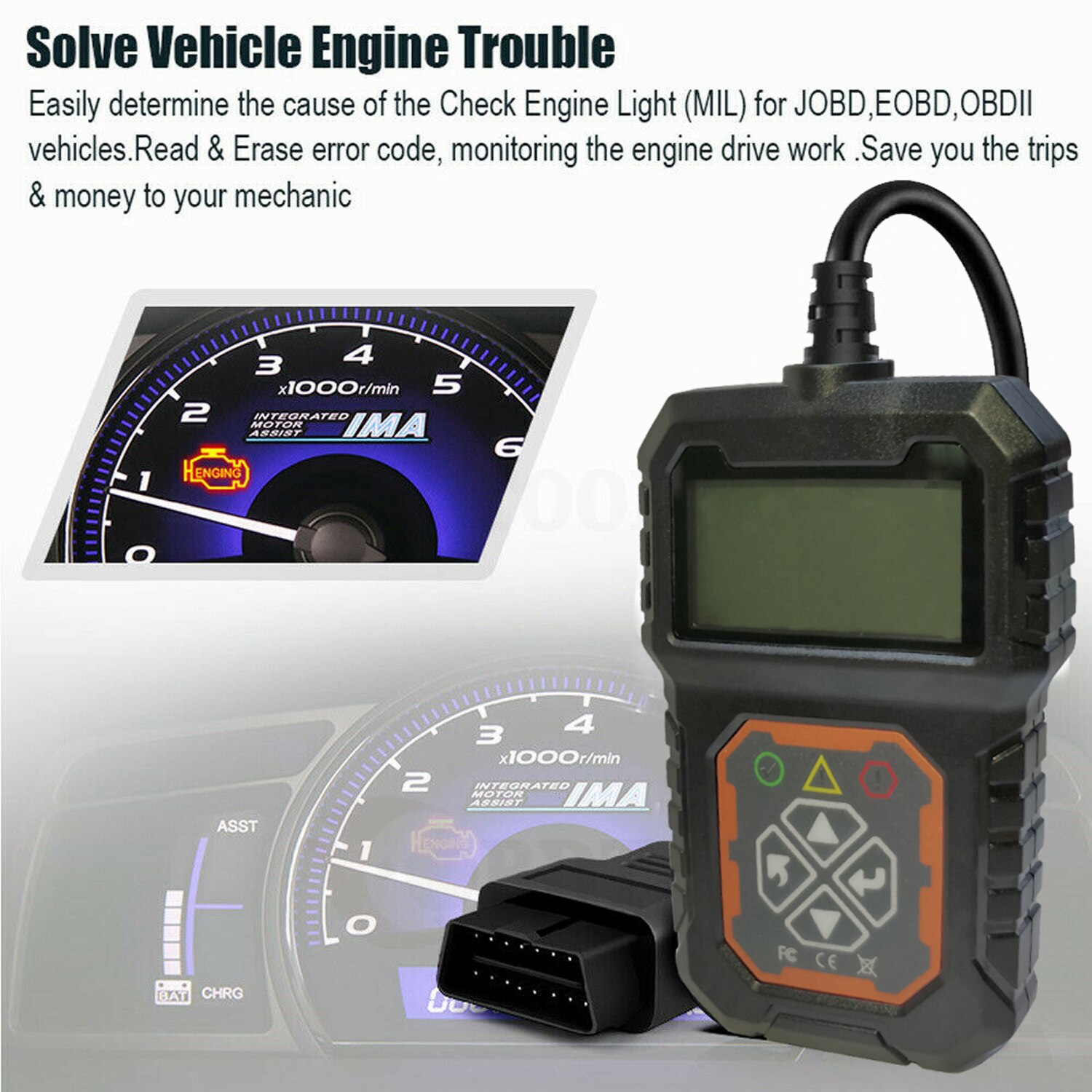 OBD2 EOBD Scanner Diagnostic Read Clear Erase Codes Tool Automotive Scanner Car Fault Diagnostic Instrument