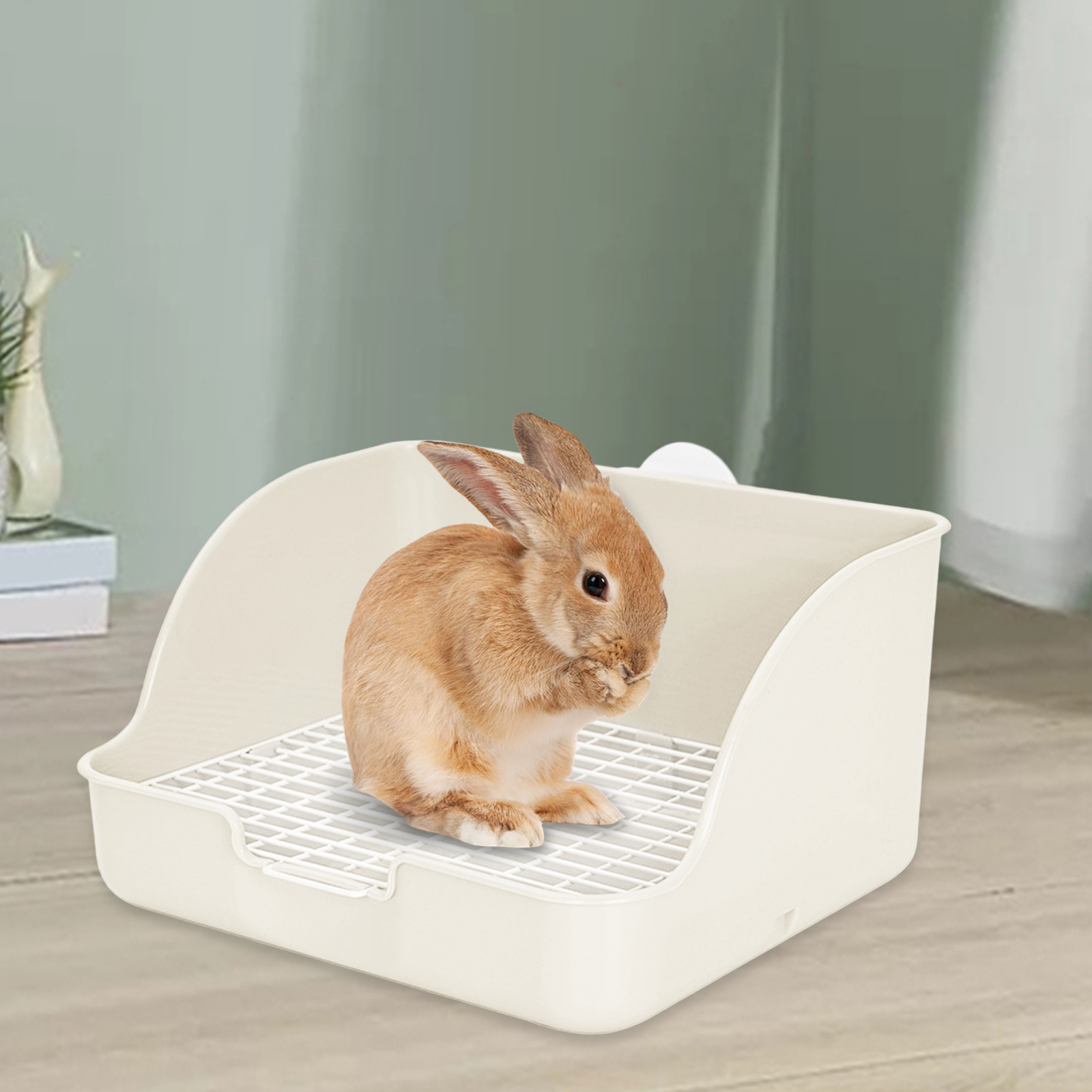 Caixa retangular de coelho pet pet potty, Bandeja pequena de pee pan animal, Operação fácil maior