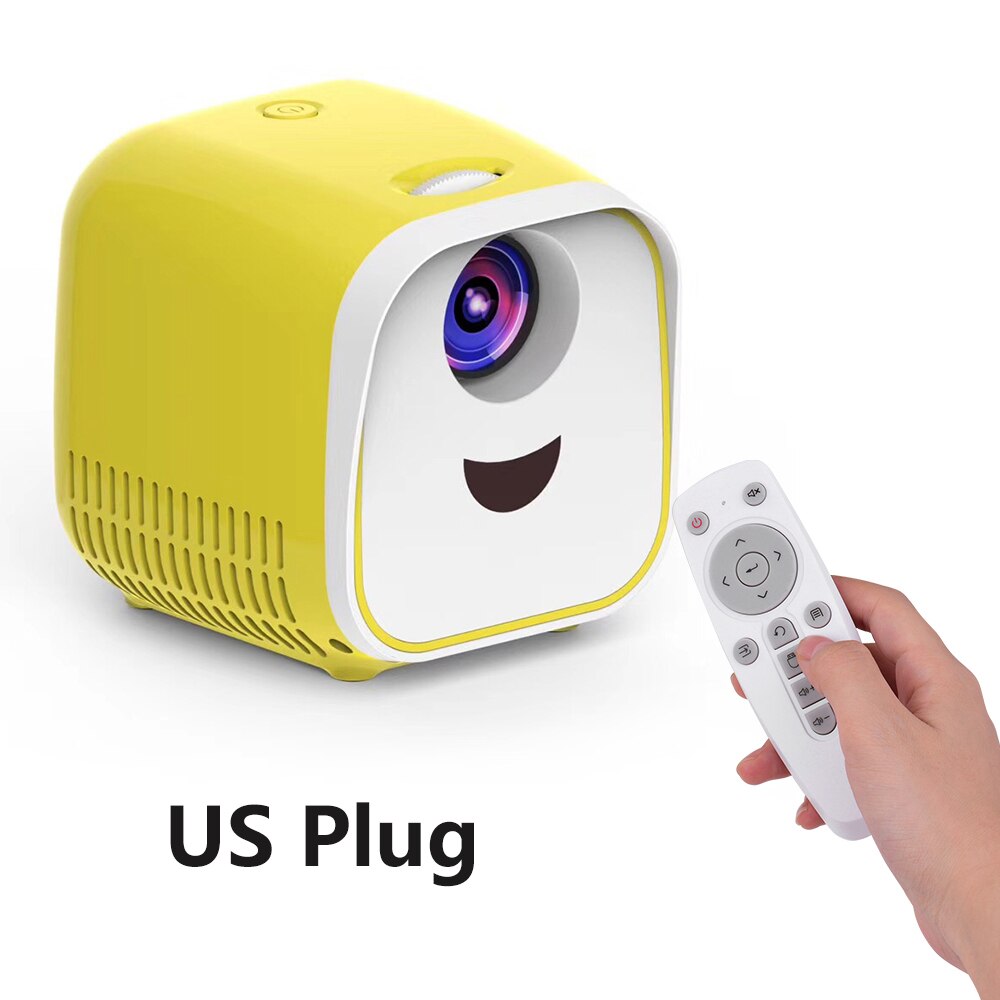 L1 – Mini projecteur Portable pour enfants, wi-fi, USB, 1000 Lumens, 480x320p, pour famille, PC Portable, TV: Yellow US Plug