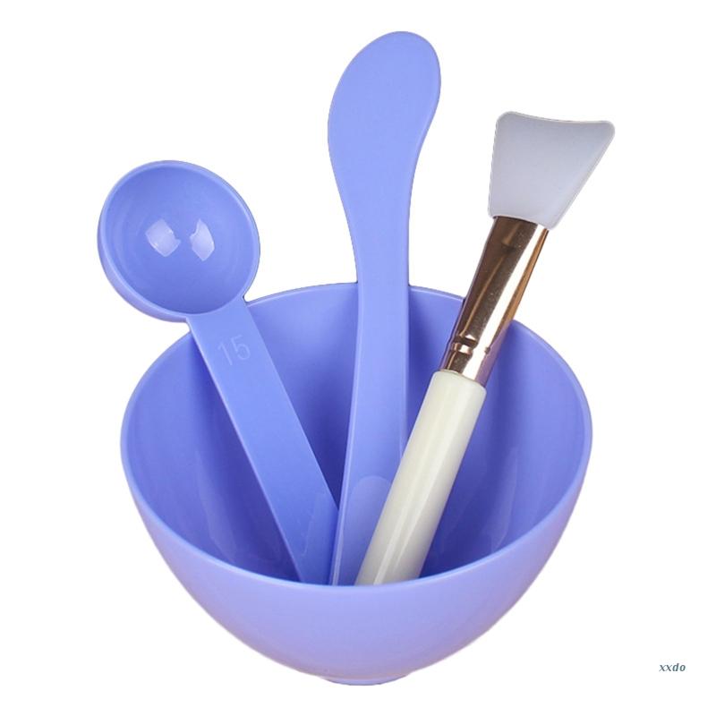 Ensemble de bols de mélange de masques faciaux, outil de mélange de masques faciaux en Silicone, pinceaux de maquillage, spatule, 4 pièces