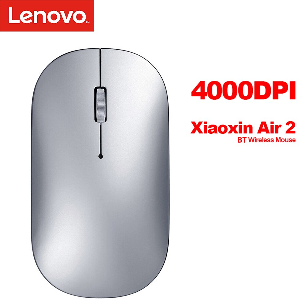 Mouse Wireless Lenovo Xiaoxin Air 2 4000DPI 2.4GHz con lucidatura CNC Bluetooth 4.0 Mouse Dual-Mode per Laptop Windows Lenovo: Argento