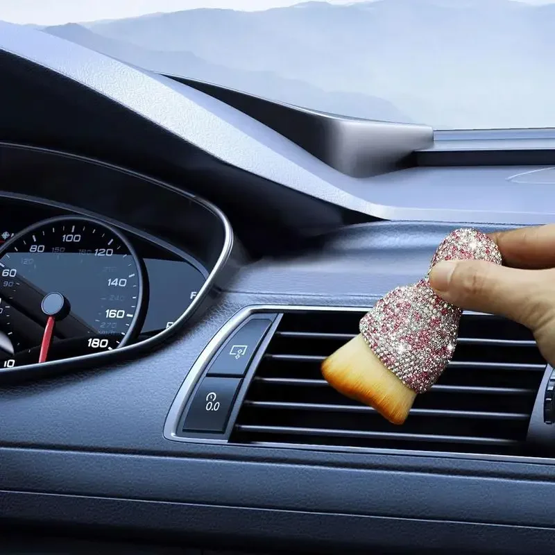 Cepillo de limpieza Interior de coche, cerdas suaves brillantes, multifuncional, para detalles de Interior de coche, Ordenador de cuero