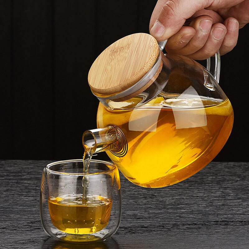 alt klart glass te sett gjennomsiktig glass tekanne med tre dekke te sett vannkoker varmere glass tekanne gavesett