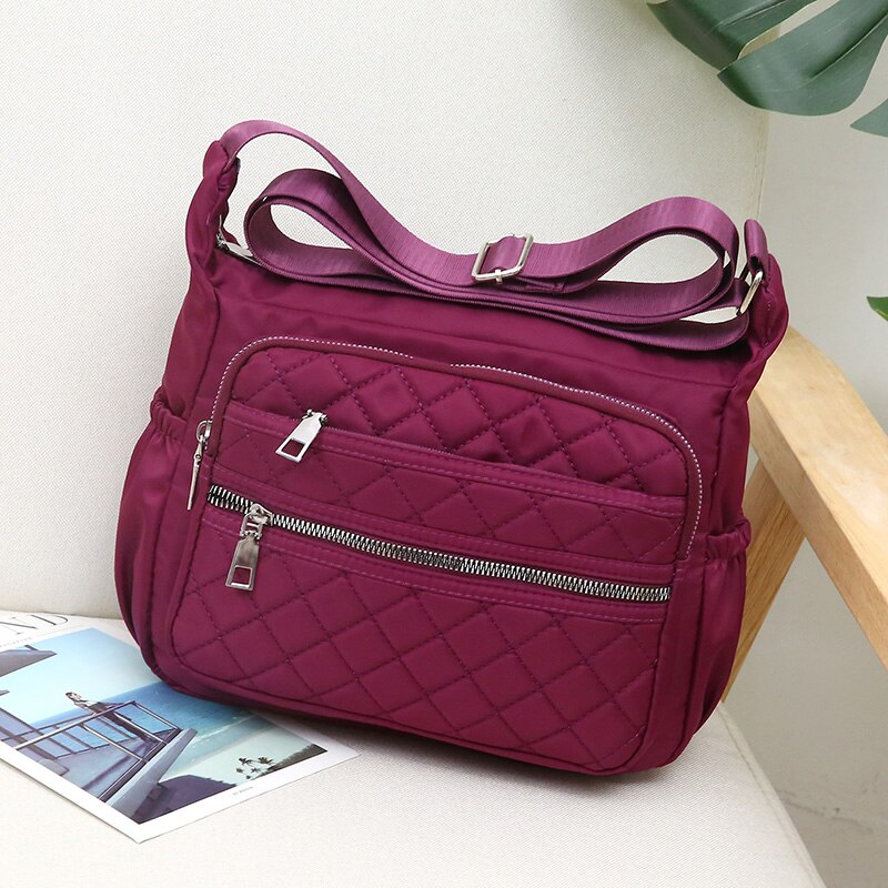 Cloth Shoulder Bag More Zippers Ling, Vintage Bag for Women Water Proof Nylon Messenger Bag Classic Famous Package