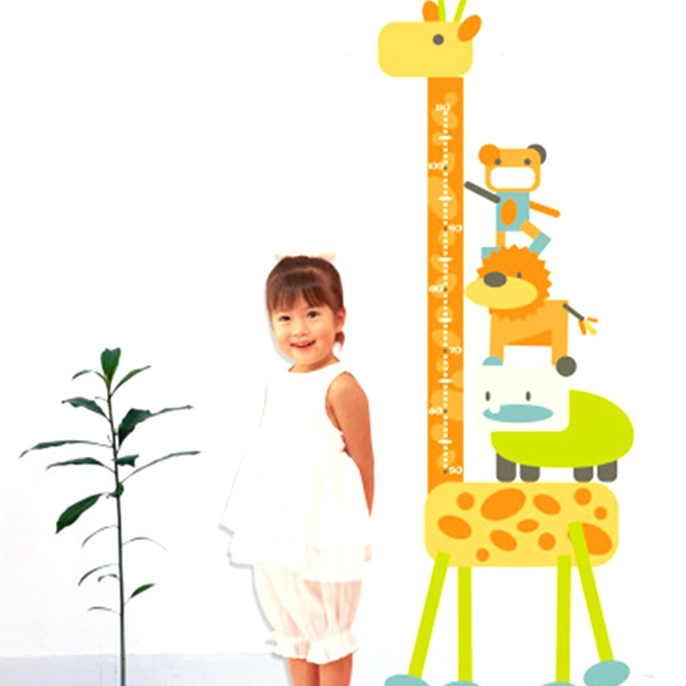 Barn barn tillväxt diagram tecknad giraff djur höjd mätning väggdekaler för barnrum höjd linjal hem sovrum inredning