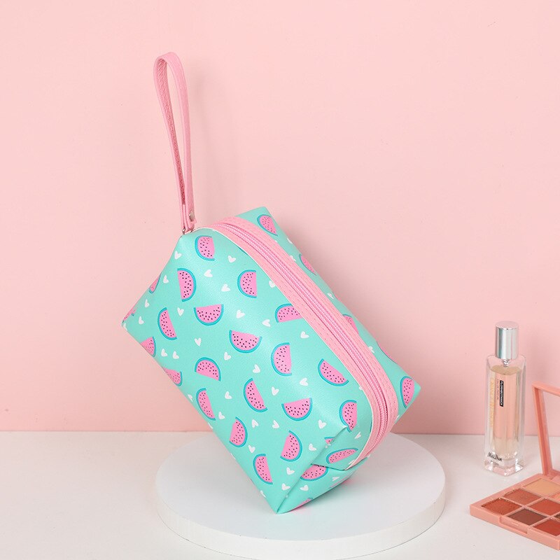 PURDORED 1 Pc Cute Women Cosmetic Bag PU Leather Girl Makeup Bag Female Beauty Case Travel Portable Toiletry Makeup Case Bag