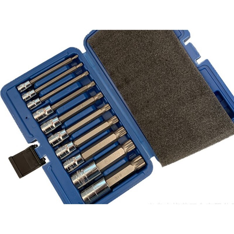 10PCS Triple Square Spline Bit Socket Set 1/4 inch 3/8 inch 1/2 Tamper Proof Long Reach Machine Repair Auto Tool