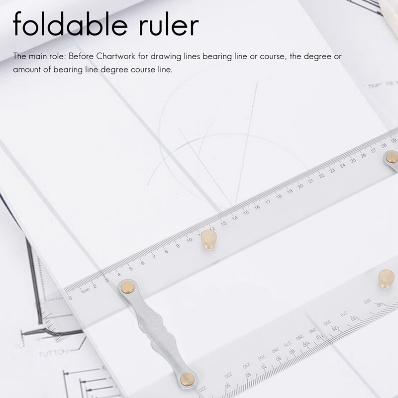 2X Marine Ruler Parallel Ruler Nautical Charts Parallel Ruler Mapping Points to Pull Parallel Ruler 450MM