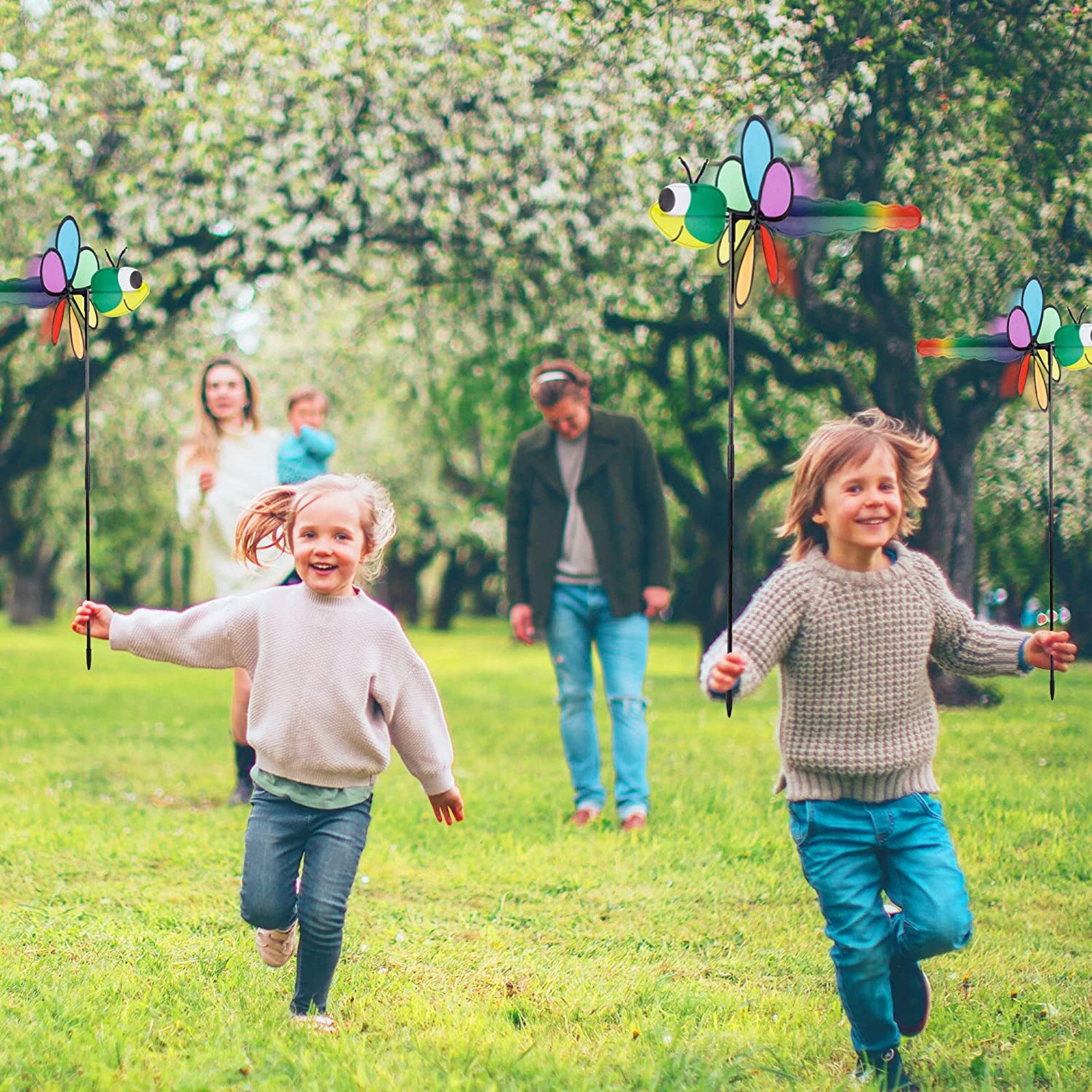 Plastics Rainbow Pinwheel Cartoon Dragonfly Wind Spinner DIY Colorful Rainbow Pinwheel Fun Garden Lawn Ornaments