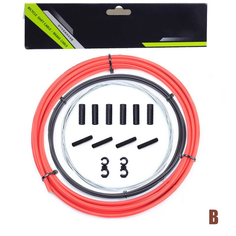Bike Bicycle Front Rear Inner Outer Wire Gear Brake Cable Set 4 Colors ZJ55: Red   B-transmission