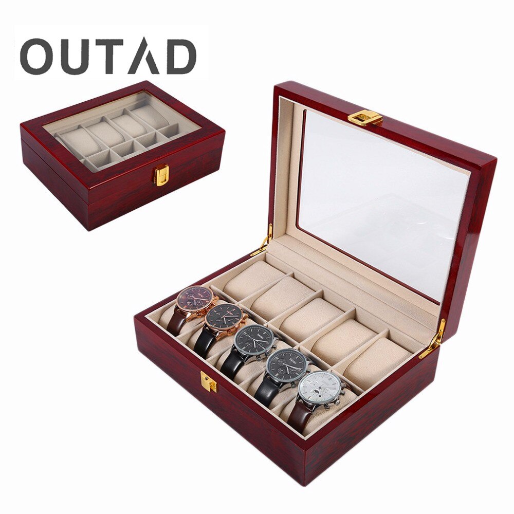 Wooden Watch Box Luxury Solid Wood 10 Grid Storage Cases Display Watches Perfect Boxes Winder Organizer boite montre
