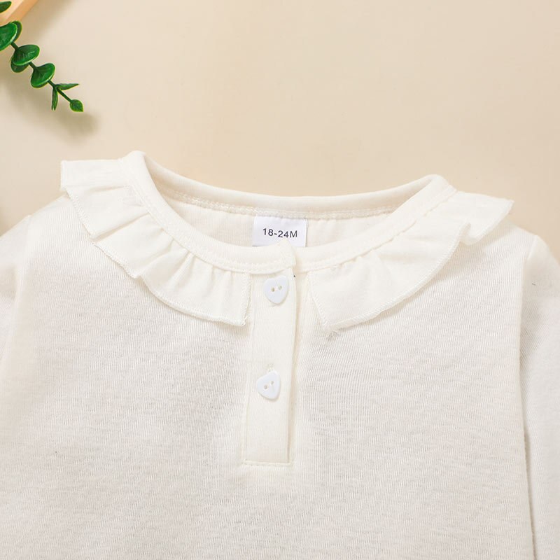 Peuter Lente Herfst Kleding Pasgeboren Baby Meisje Eenvoudige Kleding Met Lange Mouwen Ruffle Tops T-shirt Effen Sweatshirts