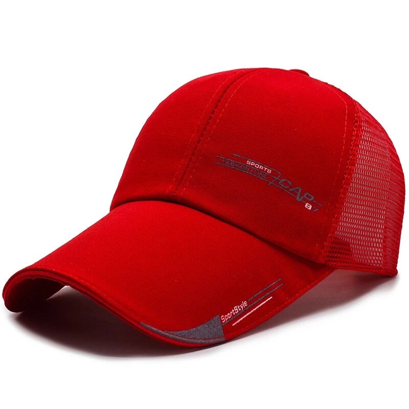 Men Women Summer Baseball Cap Quick Drying Hats Unisex Breathable Sport Pure Color Snapback Hat bone baseball hat: Red1